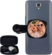 Yitexin Phone Vlog Selfie Monitor Screen Clip Mount, Portable Selfie Mirror for Phone Back Camera with Storage Case, Wide Angle Mirror Phone Mirror for All Phone (Black)