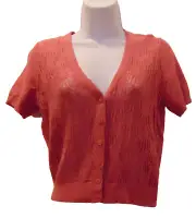 Ann Taylor Loft Short Sleeve Cardigan Loose Knit Size S Nwt Rose Button Front