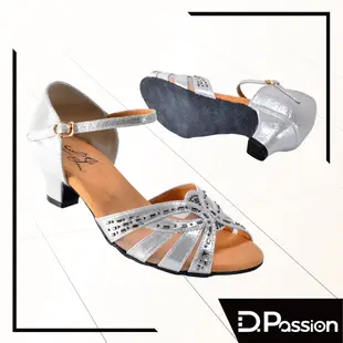【D.Passion美佳莉】拉丁 社交舞鞋  107  銀布 1.8吋