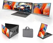 MT-VIKI 15.6" Triple Laptop Screen Extender for Win/Mac (M1,M2, M3), FHD 1080P IPS Portable Dual Monitor for 11"-16" Laptops, Only One USB-C Cable, 360° Rotation (Thick-0.5mm, Weight-3.9lbs)
