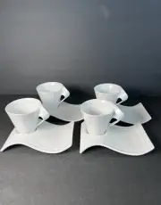 Tannex White Coffee Cup & Saucer Set Set of 4 new