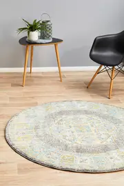 Rug Culture Grey Multi Bohemian Transitional Round Rug