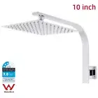 Chrome 10'' Rainfall Rain Shower Head with Gooseneck Wall Mounted Arm Set Square