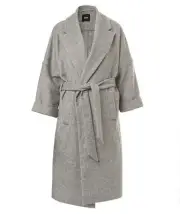SPORTSGIRL Wool Blend Longline Wrap Coat in Grey |Size 10| Brand New/Unworn