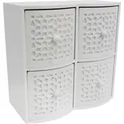 LVD MDF Ornate 4-Drawer 30cm Storage Accessory Square Organiser White