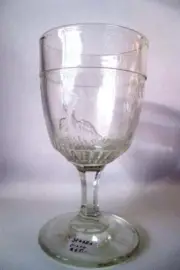 Stork and Moon Goblet Clear Mint Condition American Pattern Glass