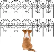 Fencing Garden - 10pcs Wrought Iron Fence, Decorative Garden Fence | 10x Panels Garden Fence with Flexible Layout Solution, Animal Control Visual Appeal Landscape Decor Border for Pets Outdoor