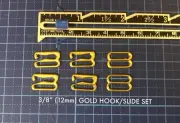 Gold Metal 3/8" (12mm) Hook Slide Set Bra Lingerie Bathing Swimsuit Strap - USA