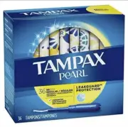 TAMPAX Pearl Tampons with Plastic APPLICATOR REGULAR Absorbency Unscented, 36 ct