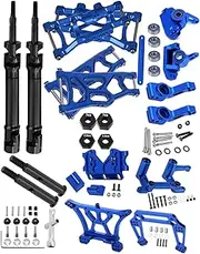 Rcarmumb Upgrades Part for 1/10 Traxxas Rustler 2wd VXL, Drive Shaft CVD Axles,Alloy Caster Block,Steering Blocks,Stub Axle Carriers,Suspension Arm,Steering Bellcranks,Shock Tower,Bulkhead,Navy Blue