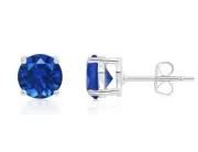 Crislu September Birthstone Earrings Dark Blue Fancy Zirconia Stud 2.0 ctw