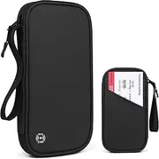 [Vigarme] Family Passport Holder,Travel Passport Wallet Waterproof Large Capacity Passport Cover,RFID Blocking Travel Document Organize Zipper Case for Women Men (Black)