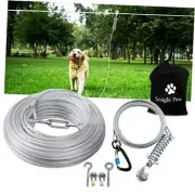 Dog Tie Out Runner 75ft run cable+10ft tie out cable Silver for 250lbs dogs