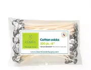 6" Pre Waxed Cotton Wicks 100Pk for Candle Making - 100% Cotton Wick Made in USA