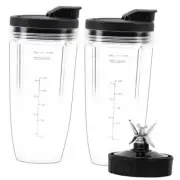 Blender Replacement Parts Fit for Ninja, 24oz with 7 Fins Blades & Seal Lid