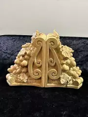 Pair Vintage Grapes, Leaves, Vines BOOKENDS from 1998: Heavy Resin - NEW w/o Box