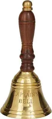 Brass Wood Hand Bell Vintage School Reception Dinner Hand Bell