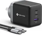 NOVOO 100W USB C Charger, MacBook Charger, 3-Port GaN III Fast Charger Block with PD3.0, PPS, Compact USB C Laptop Charger, USB C Plug for iPad Pro,Galaxy S24/S23 Ultra,iPhone 16/15/Pro,Dell XPS 13