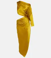 [The Sei] The Sei Cutout one-shoulder silk satin midi dress AU 12 gold