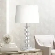 Modern Table Lamp Crystal Glass Stacked Cubes for Living Room Family Bedroom