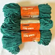 3 Skeins Forrest Green Caron Heavy Rug Yarn 1.75 oz 70 yds