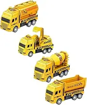 Abaodam 4pcs Pull Back Construction Truck Toys Friction Powered Cars for Boys and Girls Cute Inertia Engineering Vehicle Birthday for Boys and Girls
