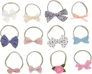 [Abaodam] 12pcs Baby Headbands Bow Headband for Girls Baby Photo Headband Elastic Bow Baby Headband Set