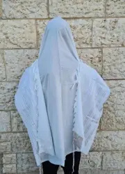 Kosher Tallit For men Prayer Shawl 107 x 160 cm Made in Israel - Gold/White