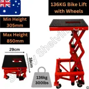 Hydraulic Motorcycle Lift Table 136KG Dirt Bike Scissor Jack Stand With Wheels