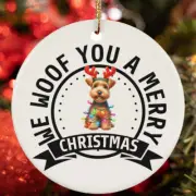 We Woof You A Merry Christmas Welsh Terrier Dog Lover Ornament Gift Tree Decor