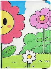 [Amooorous] Cartoon Cute Pink Summer Flowers Leather decorative Passport Holder Cover Vaccine Case Protector Cover Passport Case Travel Documents Wallet Ultra Slim, Cartoon cute pink summer flowers, 1 size