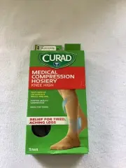 Curad Medical Compression Hosiery Knee High Socks 15-20 mmHg BLACK /BEIGE