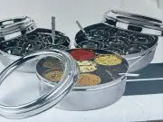 Matbah Steel Masala Box Authentic 7 Indian Dabba Spices Box Storage Containers