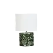 Textured Green Ceramic Table Lamp With Shade