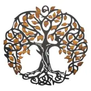 Metal Tree Wall Decor Tree of Life Wall Sculpture Decoration, Yellow Black