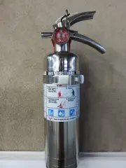 NEW 2025-2.5 lb CHROME/STAINLESS STEEL ABC FIRE EXTINGUISHER W/VEHICLE BRACKET