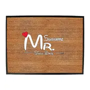 Surname Heart Mr Since - Funny Novelty Doormat Man Cave Floor mat