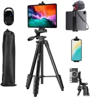 Tripod, Lusweimi 73-Inch Camera Tripod for iPad Pro & iPhone Compatible with Ta
