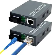 Fiber Ethernet Media Converter | Single Mode Converter Gigabit Media Converter 2 | Fiber Media Converter, LC Transceiver Module, Auto Sensing Gigabit for Home