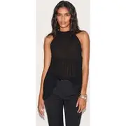 Black Chiffon Halterneck Top, Black
