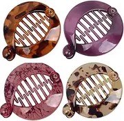 4 PCS Small Banana Hair Clip Hair Comb Round Ponytail Holder Hair Claw Fashion Interlocking Banana Combs Flat Shark Hair Clincher (Style1, One size)