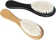 ERINGOGO 2 Pcs Wool Brush Bristle Brush Soft Newborn Care Detangle Grooming Bath Wash Cradle Cap Brush for Hair Brush with Wood Handle Beech