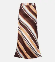 [Faithfull] Faithfull Dalicenca striped linen maxi skirt AU 14 brown