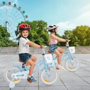 CostwayKids Bike with Front Handbrake and Rear Coaster Brake for 4-7 Years Old-Light Blue-16 inches