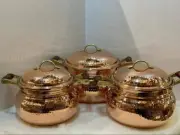 Hammered Copper Casserole Pots with Lid, Turkish Copper Cooking Pot Nonstick