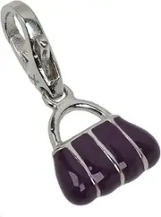 [ELEDORO] Genuine 925 Silver Pocket Charm Pendant: Purple Enamel, Lobster Clasp, Silver