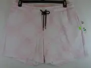 DKNY Sport Draw String Athletic Shorts Women Large Pink White New With Tags