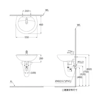 【CAESAR凱撒】面盆洗臉盆洗手台壁掛式面盆壁掛面盆白色好看又耐用原廠公司貨原廠保固還享有售後服務L2220S-PW