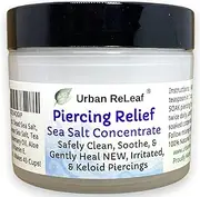 [Urban ReLeaf] PIERCING RELIEF Sea Salt Concentrate AFTERCARE ! Safely Clean, Soothe & Gently Calm New Irritated & Keloid Bump Piercings. Effective NON-iodized Dead Sea Salt, Tea Tree Rosemary