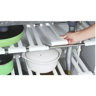 不鏽鋼多功能置物架水槽架多用途可伸縮廚房水槽下雙層收納架萬用收納鞋架
